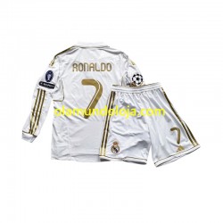 Camisola Real Madrid Cristiano Ronaldo 7 Criança Equipamento Primeiro 2011 Manga Comprida